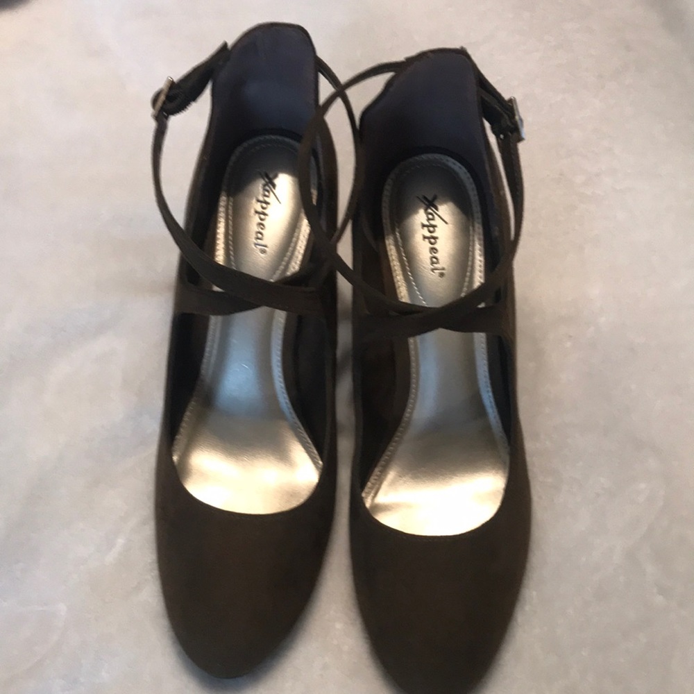 Olive green block heels